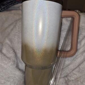 Iridescent Gold Travel Mug with Gold Handle - Brand Unspecified